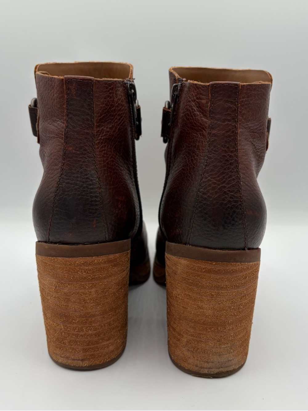 Korks By Kork-Ease Mertle Platform Square Toe Heel Ankle Boot Size 8 Oxblood - Picture 10 of 14
